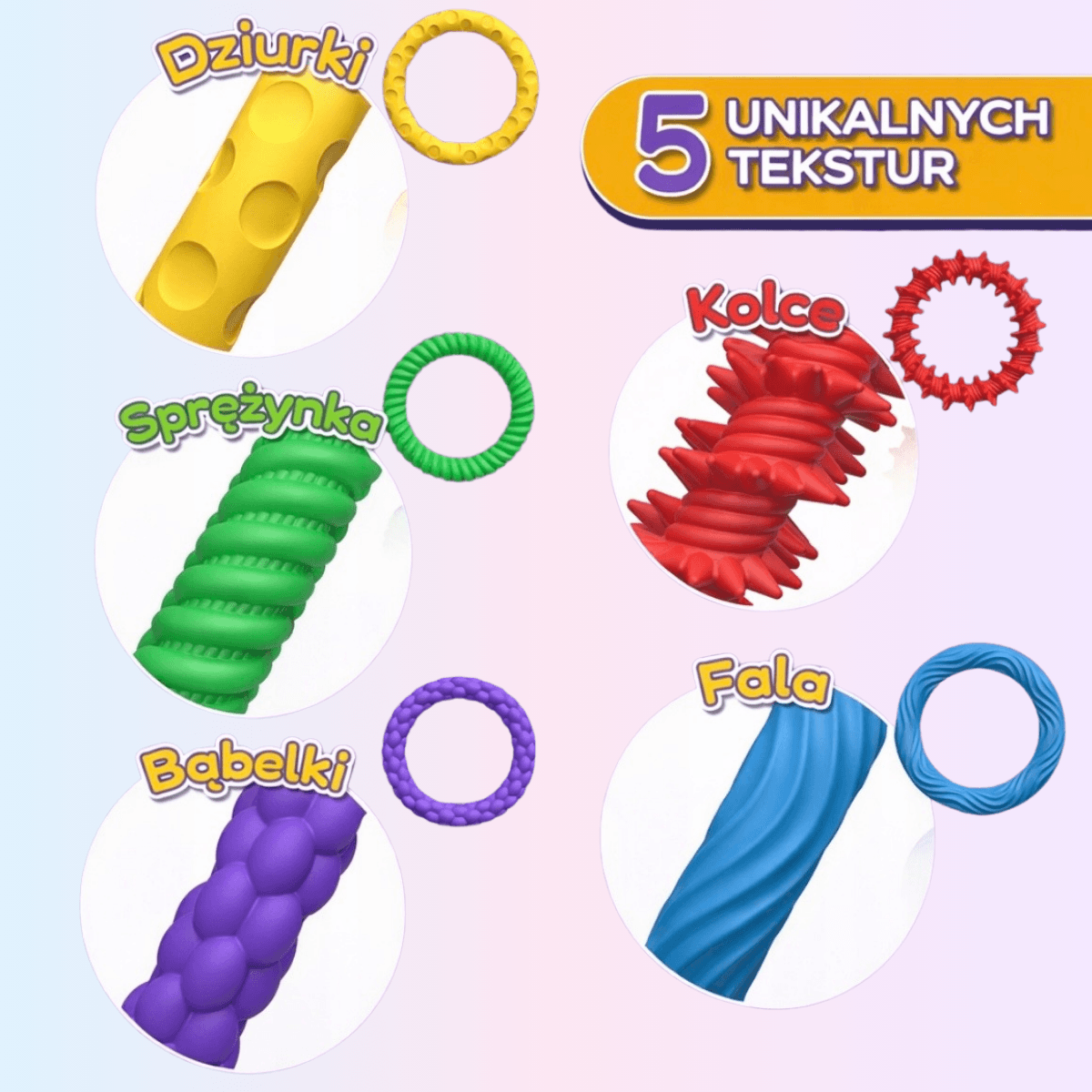 Bransi – 5 szt. sensoryczne bransoletki na stres i rozproszenie