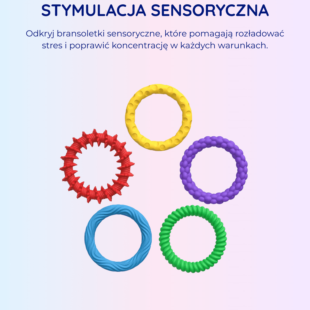 Bransi – 5 szt. sensoryczne bransoletki na stres i rozproszenie
